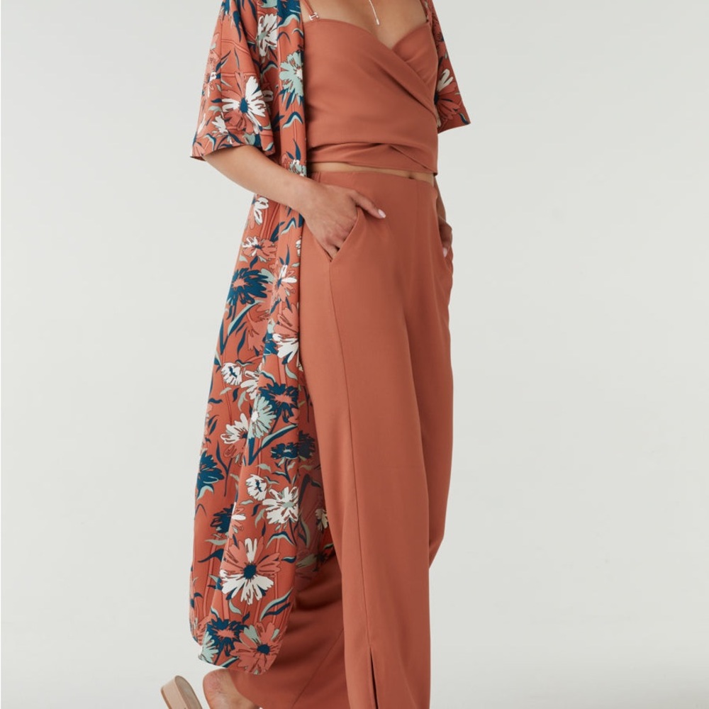 Convertible Bandana Tank, Convertible Wrap Tie Dress, Side Slit Pant - size: S